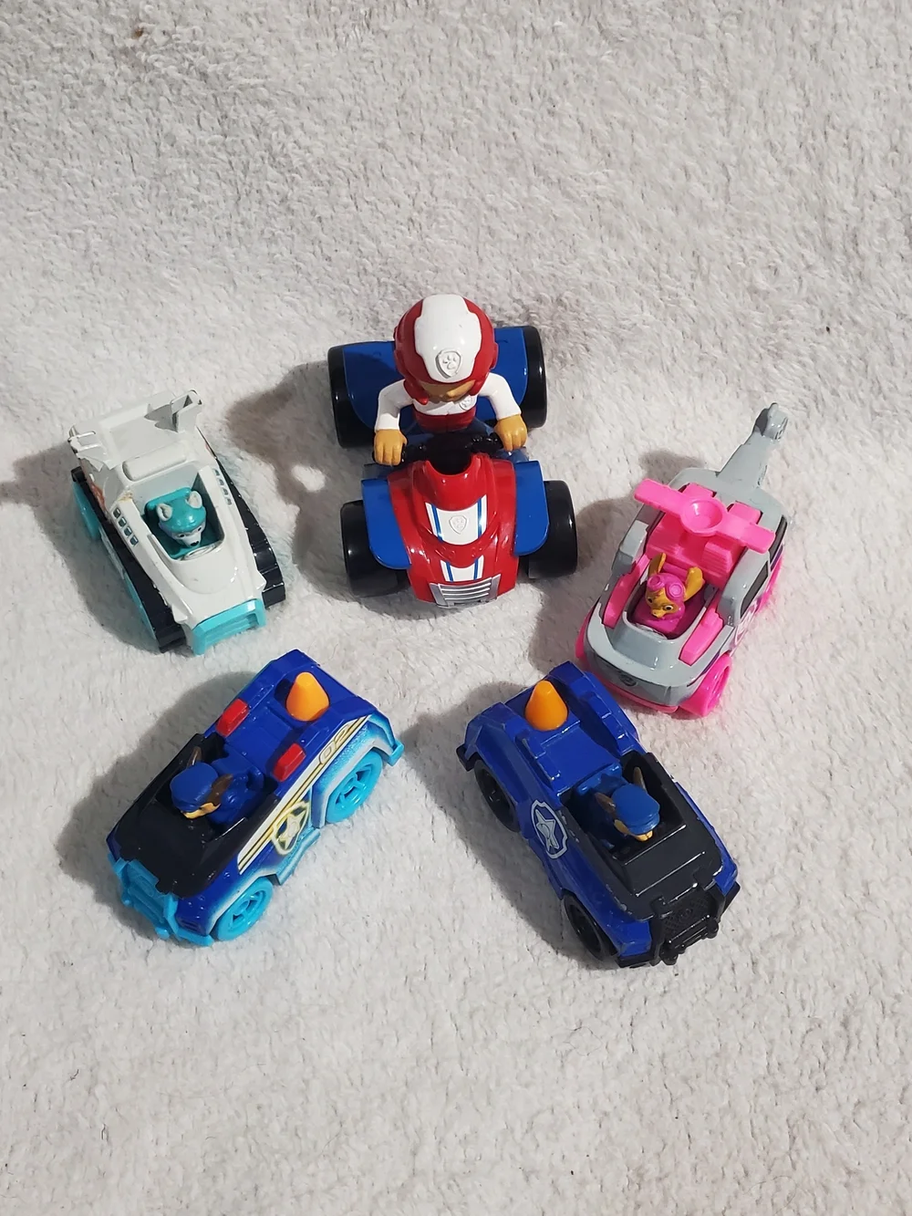 Paw Patrol Toy Vehicle Pack - Blue, Red, Pink Play Cars